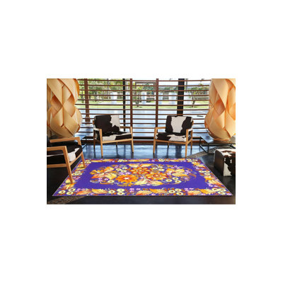 Tapis décoratif géométrique mauve à motif floral moderne