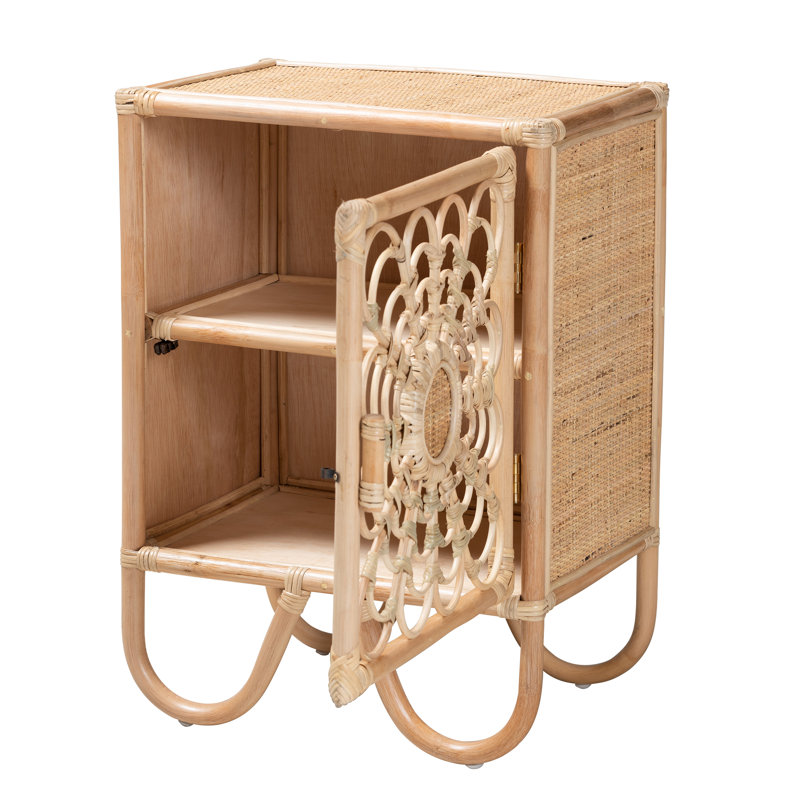 Berenika Acelin Modern Bohemian Rattan Nightstand
