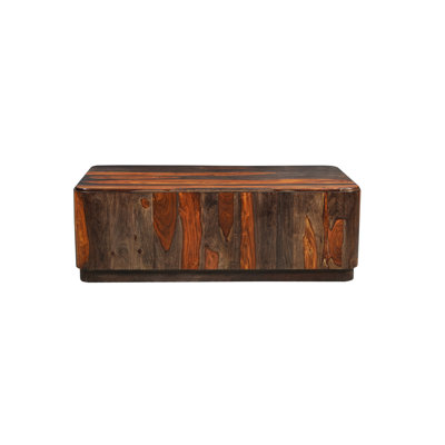 Solid Sheesham Wood Rectangular Block Coffee Table with Platform Base