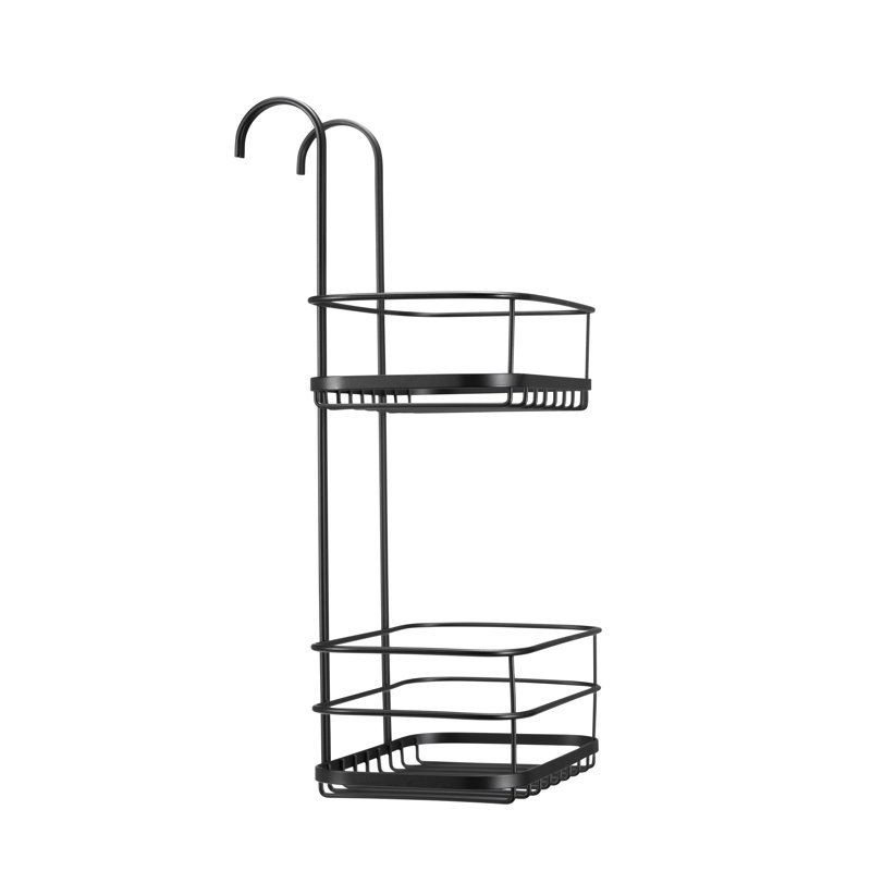 Black Hook Over Shower Organiser with 2 Shelves