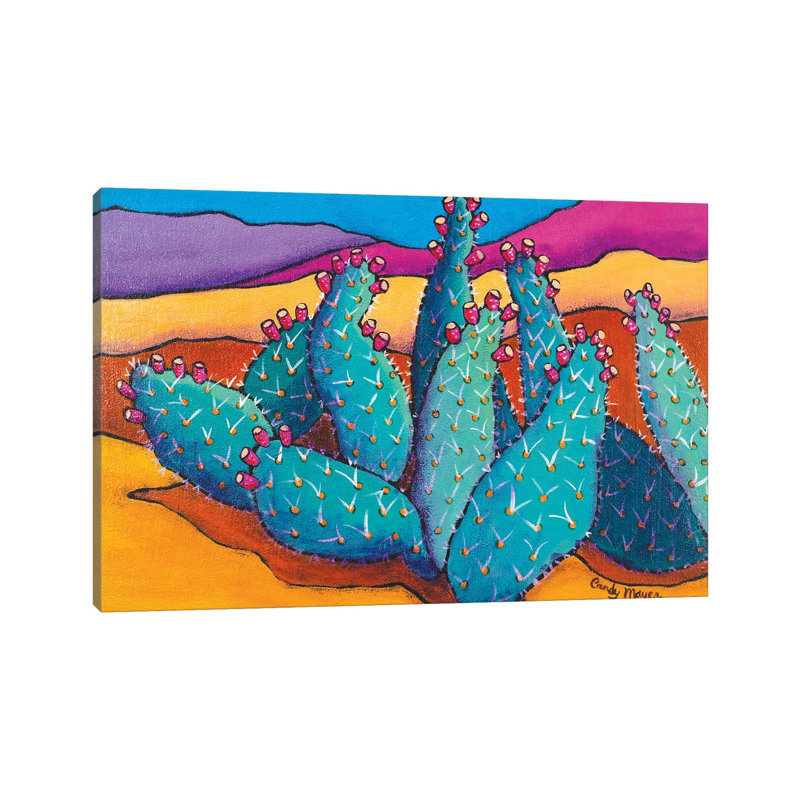 " Cactus " by Candy Mayer Painting Print, 8" H x 12" W x 0.75" D, Wrapped Canvas