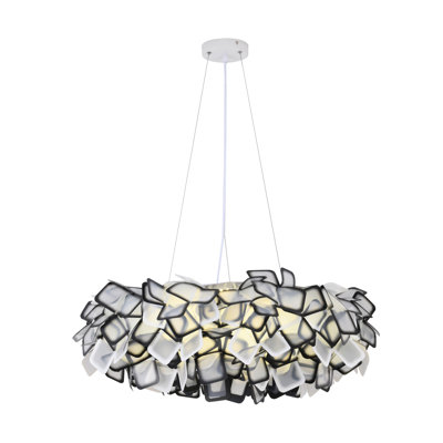 1-Light White And Black Acrylic LED Cloud Chandelier With A White Hardware
