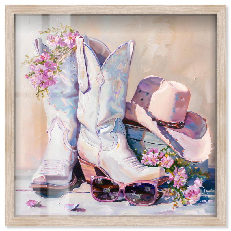 Impression de boîte de nuit printanière «Cowboy N nécessaire» par Art Remedy, H 21 po x l 21 po, Crème, crème