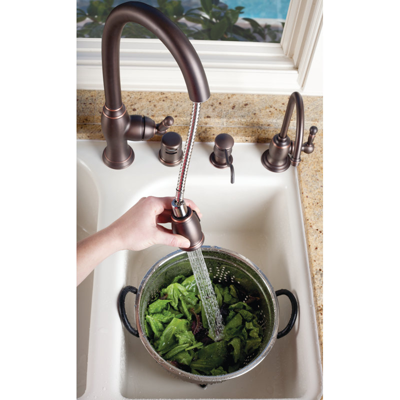 Nadya Single Handle Pull Down Kitchen Faucet, French Gold (PVD)
