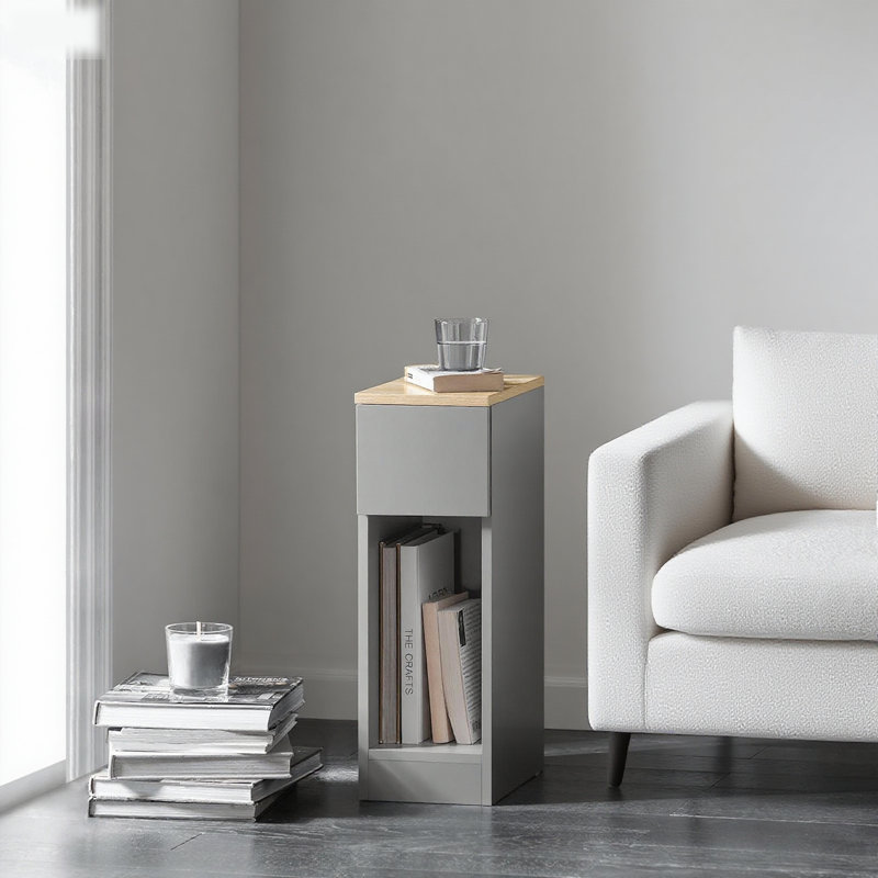 Mikhaela 1 Drawer Bedside Table, Grey