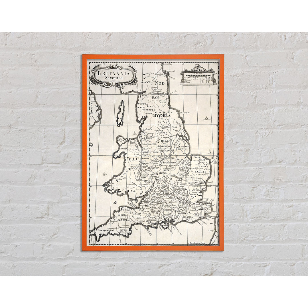 Whittaker Old Saxon Map Of The UK - Einzelner Bilderrahmen Kunstdrucke