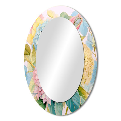 Retro Hydrangea Bouquet In Vintage Pastel III - Traditional Oval Wall Mirror