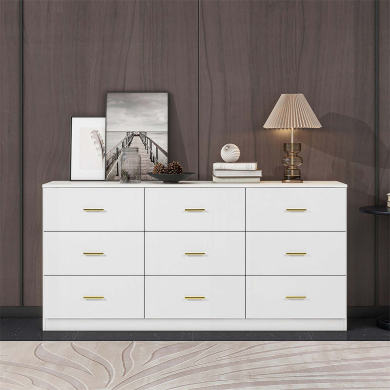 Commode moderne à 9 tiroirs pour la chambre à coucher - Vaste commode de rangement, robuste et sécuritaire