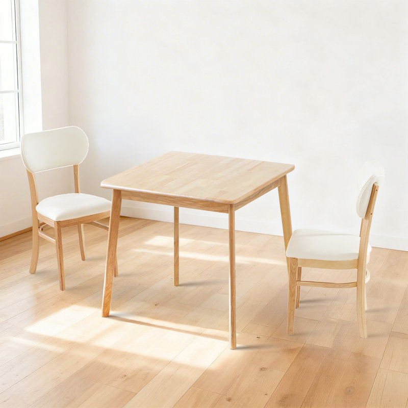 Gladkowski Arc 3-Piece Breakfast Nook Square Solid Wood Dining Table Set, Natural