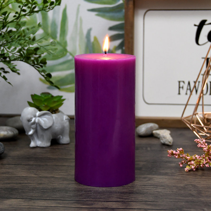 Bougie pilier sans parfum sans paraffine sans fumée, Mauve, H 6 po x D 3 po, 1 bougie