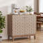 Armoire de salle de bain avec rangement, armoire de rangement en bois à motif géométrique 3D de 30 po de hauteur avec portes et tablettes réglables