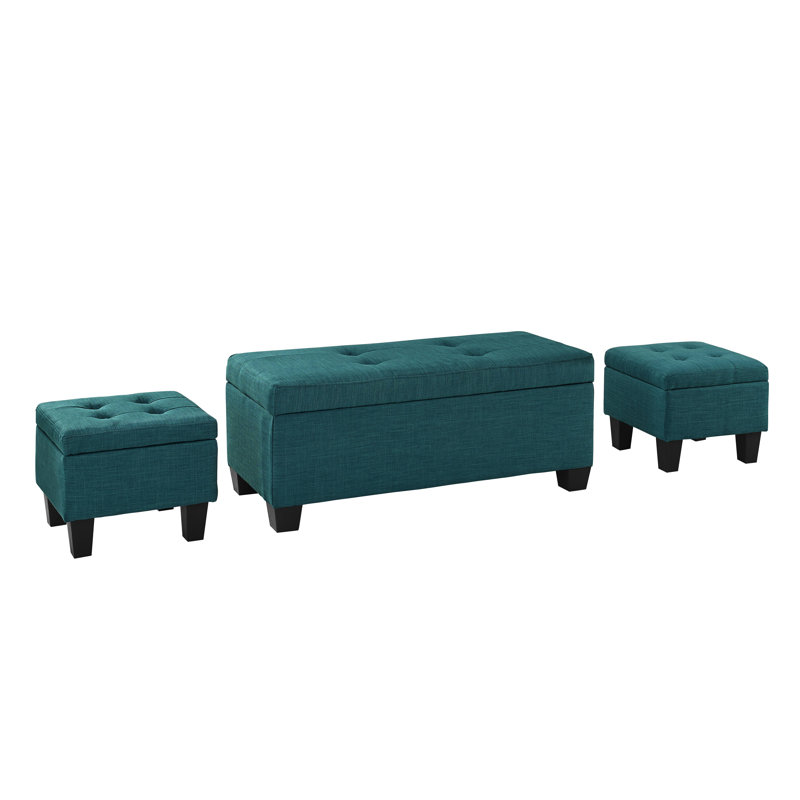 Edyth Upholstered Ottoman, Heirloom Teal