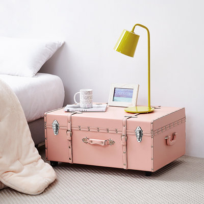 Texture Brand Designer Trunk with Wheels - Faux Leather