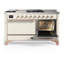 Majestic III Series 60 Inch Dual Fuel Range with 7 Sealed Burners, Griddle, Frenchtop in Antique White (Natural Gas, Copper Trim)-553012103-553012106-553012108