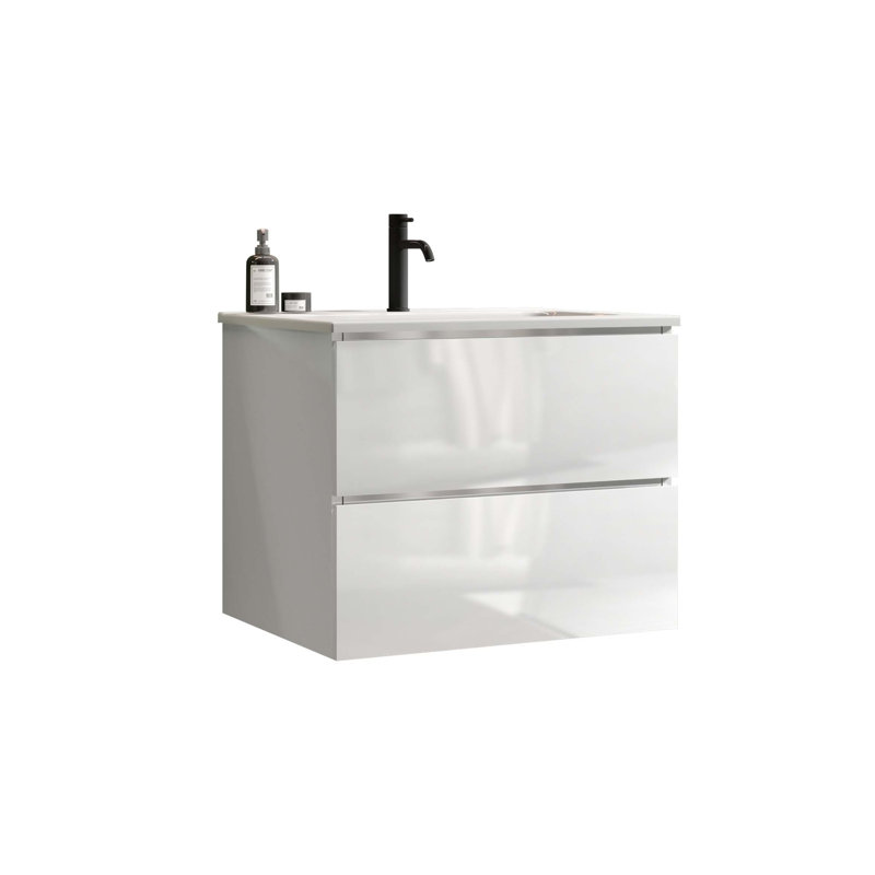 Meuble-lavabo mural 24 po avec lavabo, Blanc