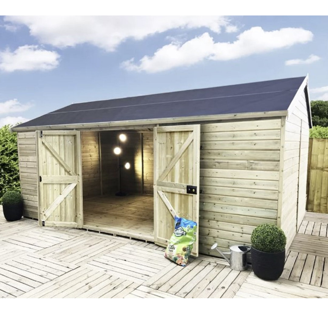 Whittman 26 ft. W x 14 ft. D Solid Wood Garden Shed