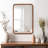 Arc-Cornered Wall Mirror with Wooden Frame-748454364-752068858