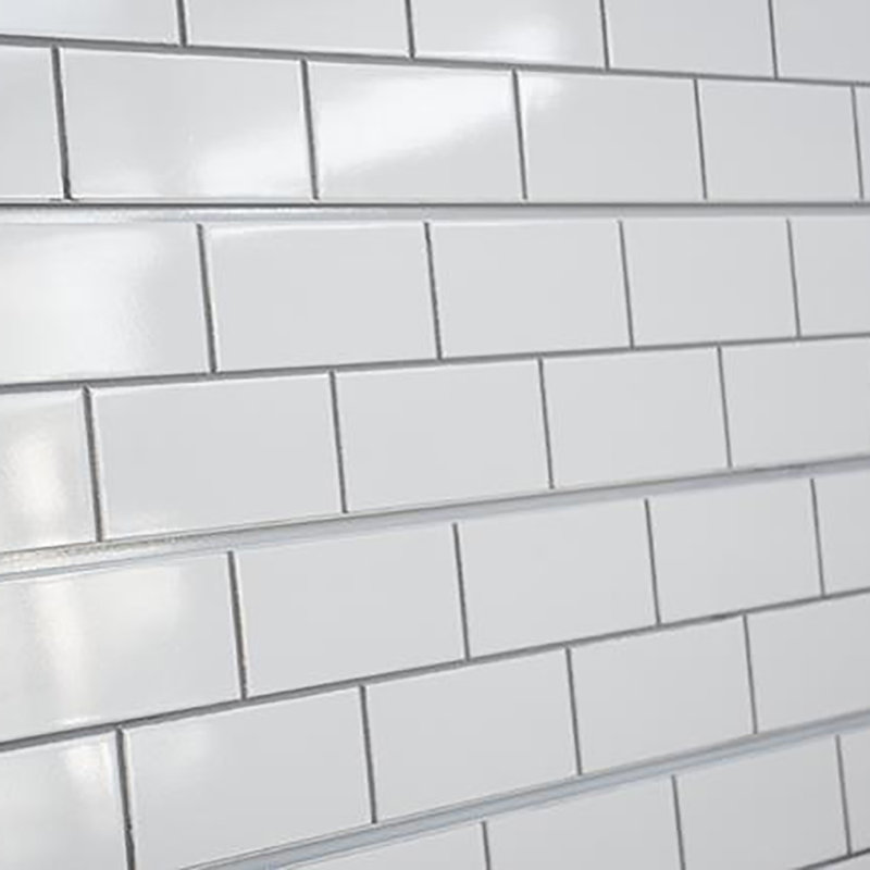 Carreau de métro texturé 24 po x 48 po, Blanc / gris