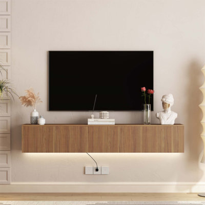 Floating TV Stand Wall Mounted With 16 Leds, 69 Inch Modern Entertainment Centre For 55-65 Inch Tvs