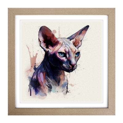Sphynx Cat Gestural Art - Framed Print