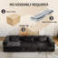 Lit de compression convertible noir à 2 places avec design désossé, chenille et sans assemblage pour cadre de bureau à structure fixe, petit appartement-1353661943