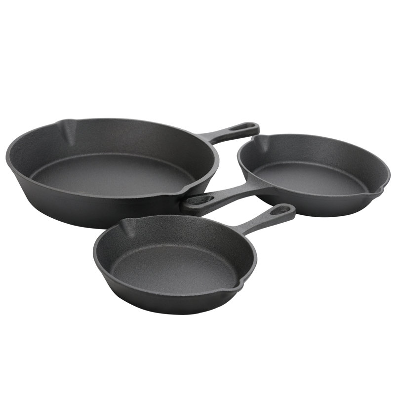 Gibson Pre-Seasoned Black Cast Iron Skillet Set, 3 Pieces