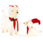 The Holiday Aisle® - maman et bébé caniche pré-éclairés / 60 lumières à DEL blanc chaud - chapeau et écharpe rouges