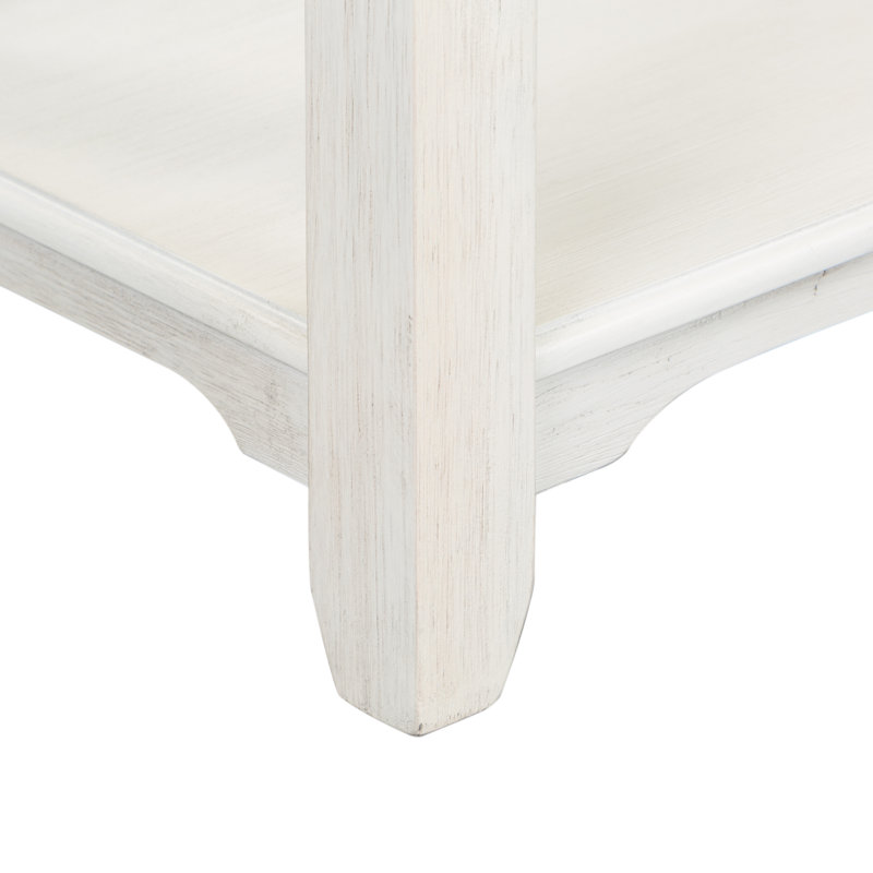 Console en bois massif de 52 po Odum, Plateau en bois / base blanc doux