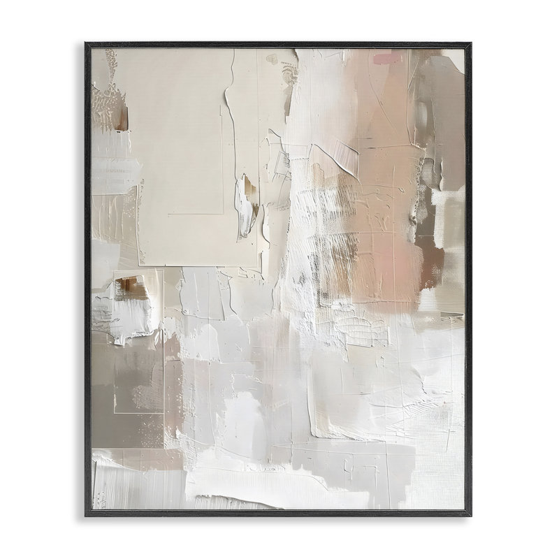 «Blush & Neutrals», giclée abstraite, design par Riley B, H 14 po x l 11 po, Giclée encadrée noir minuit