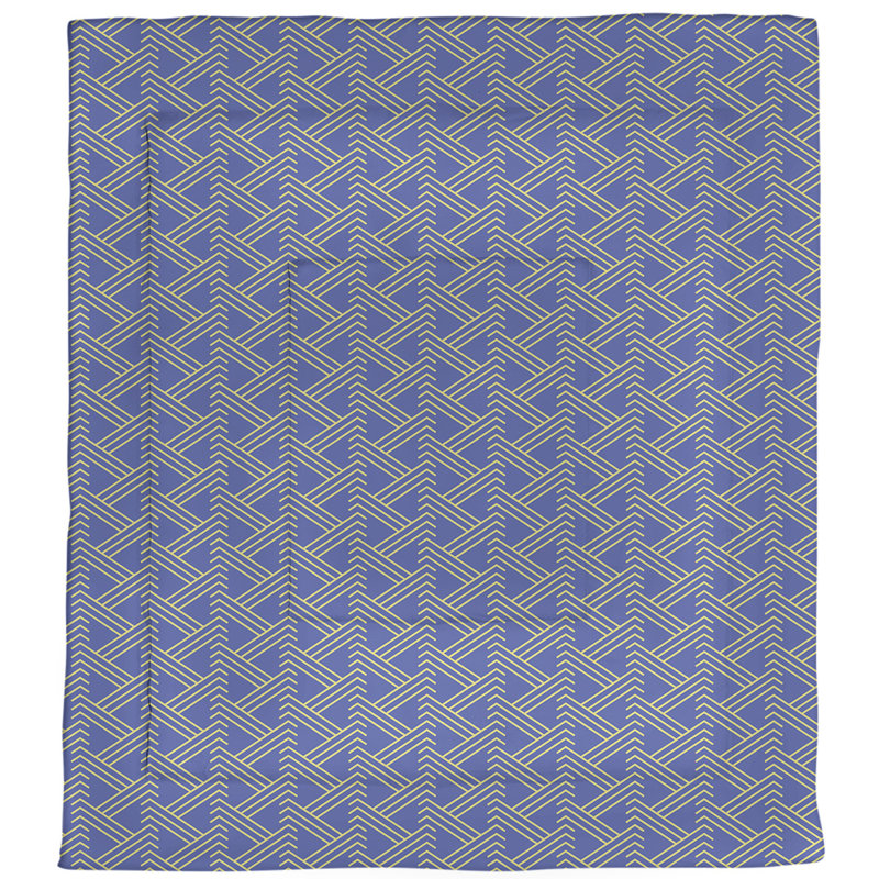 Édredon simple réversible en microfibre à motif Zig Zag, Édredon grand, Bleu/jaune