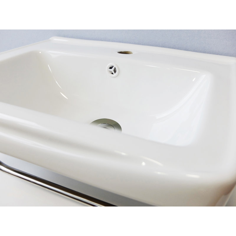 QieRao 14.3'' White Ceramic Rectangular Bathroom Sink with Overflow