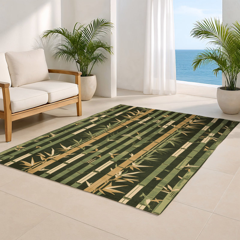 ArtDeco Brown Indoor and Outdoor Area Rug, Rectangle 4' x 6'