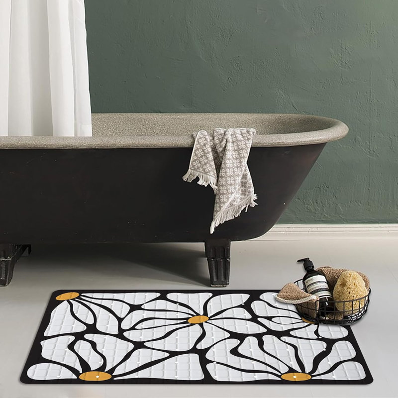 27x16" Floral Non-slip Bath Mat