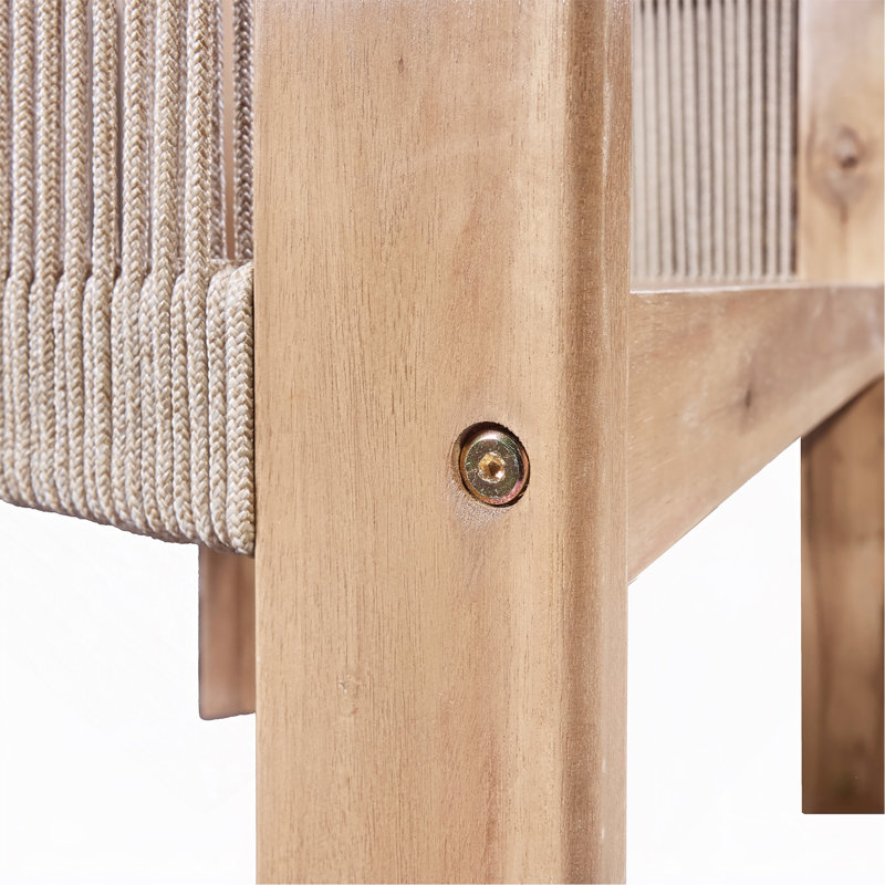 Chaises de salle à manger Kade, Coussin beige / corde beige et finition teck