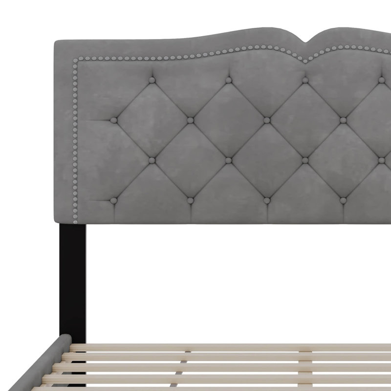 Brisha Upholstered Platform Bed, Gray, Full