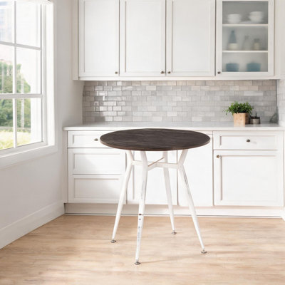 Table ronde ronde en bambou brun classique pour les petits espaces, style industriel rétro