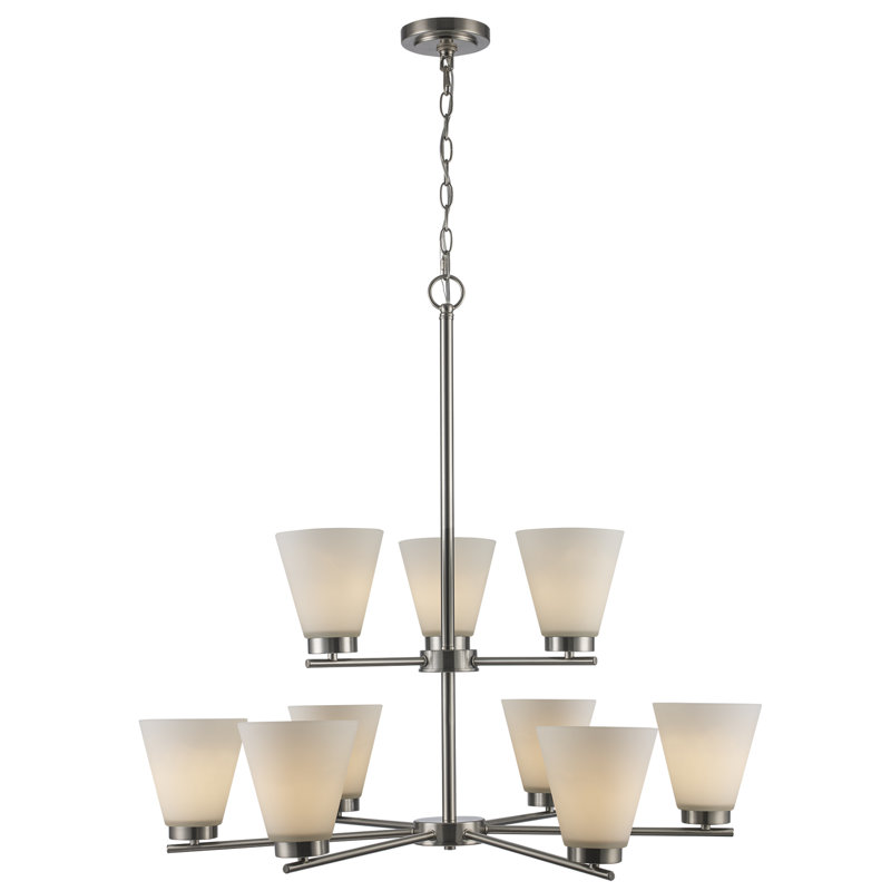 Lustre 9 lumières Fifer, Nickel brossé