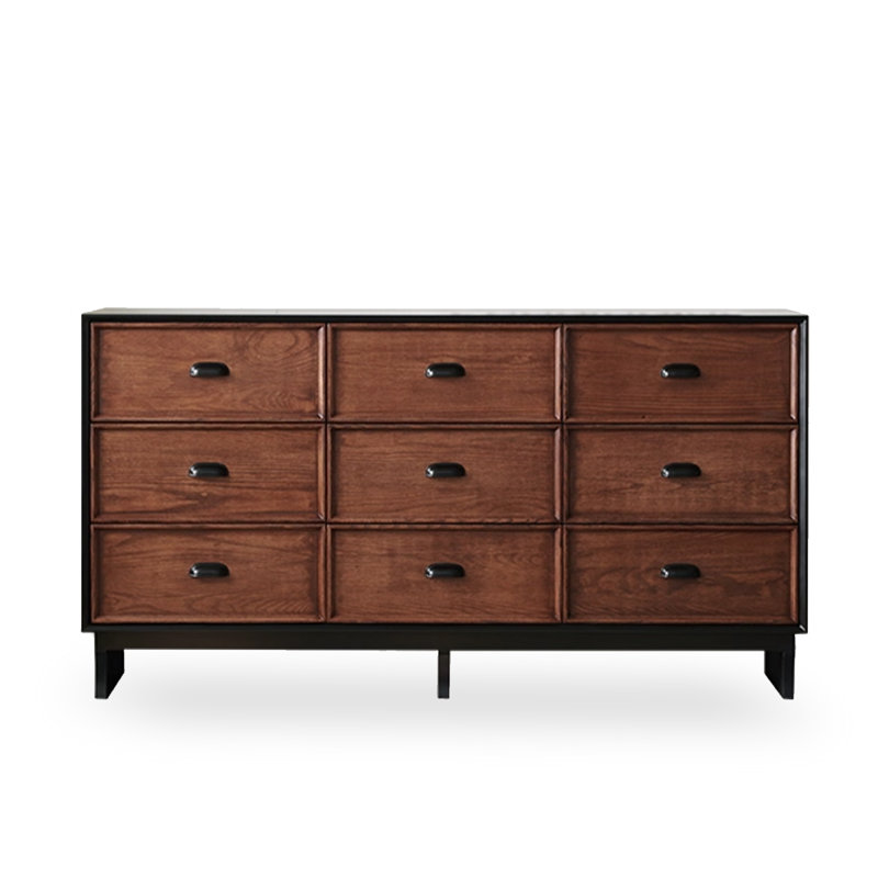 Armoire d'appoint en bois manufacturé noir massif, H 33,46 po x l 62,99 po x P 15,75 po