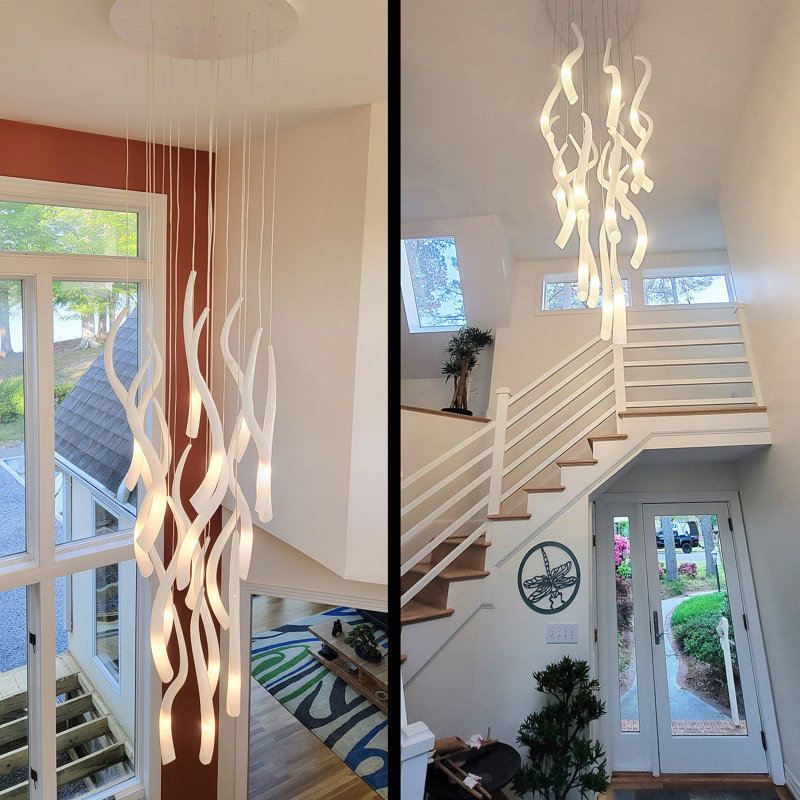 Cornetto 18 - Light Pendant, 96" H x 24" W x 24" D, Frosted Milk White, White