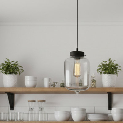 Industrial 1 Light Clear Glass Pendant