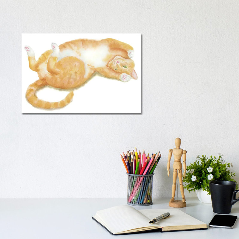 " Lying Orange Cat " by Alexey Dmitrievich Shmyrov Painting Print, 8" H x 12" W x 0.75" D