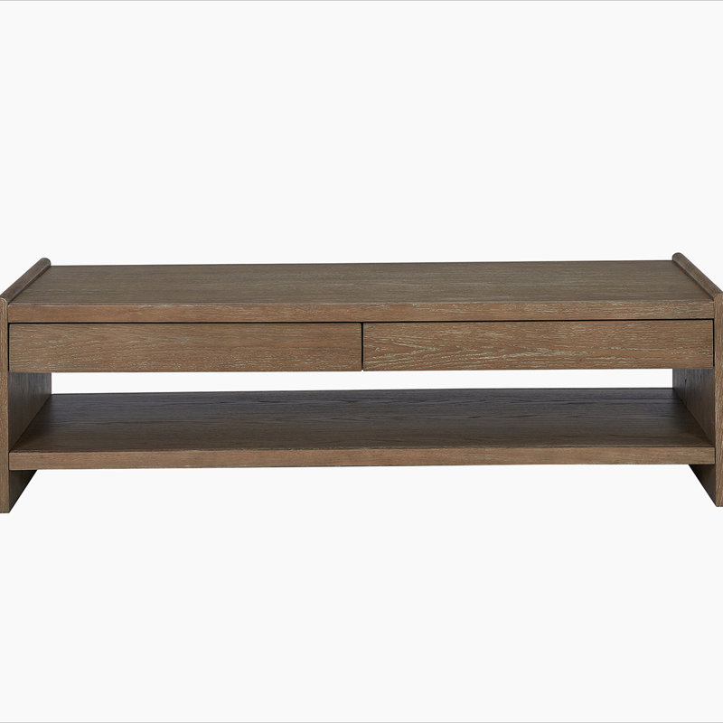 Table basse à 2 tiroirs avec plateau en bois - cacao