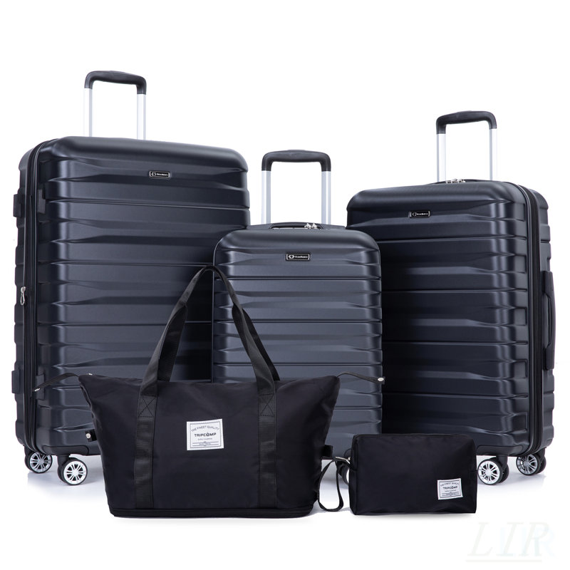 Ensemble de valises rigides extensibles 5 pièces avec verrou TSA et roues rotatives, solution de voyage légère pour hommes et femmes