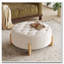 Repose-pieds rond capitonné 32 po avec pieds en bois massif, table basse moderne avec boutons touffetés-806381817