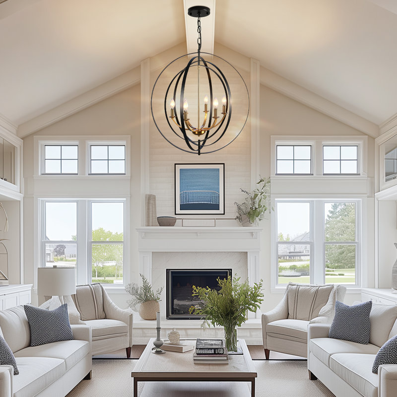 6 - Light Dimmable Globe Chandelier