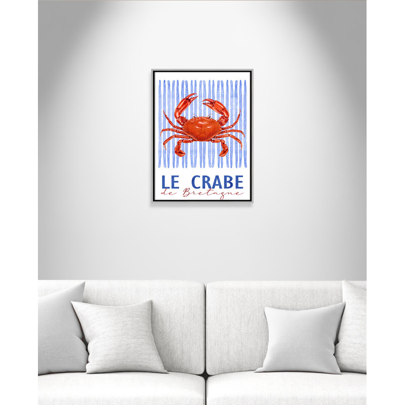 Le Crabe - reproduction carrée par Kimberly Allen, 19.5' W x 25.5' H, Flottant argenté