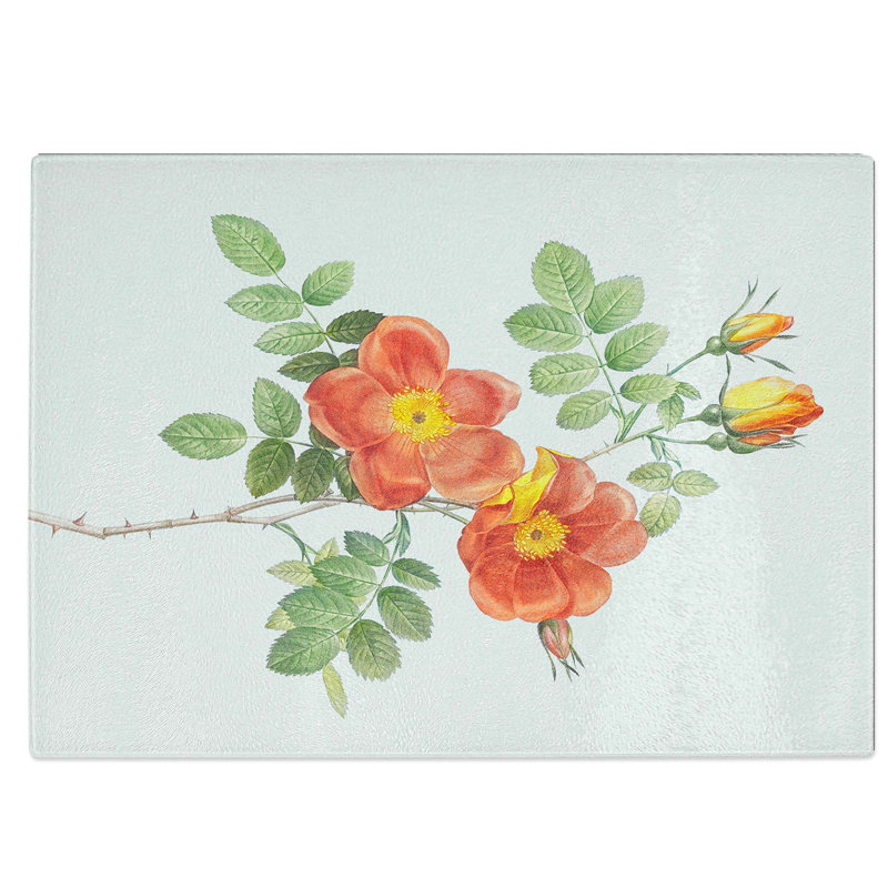 Tempered Glass Austrian Briar Rose Chopping Board, 39 cm W x 28.5 cm L
