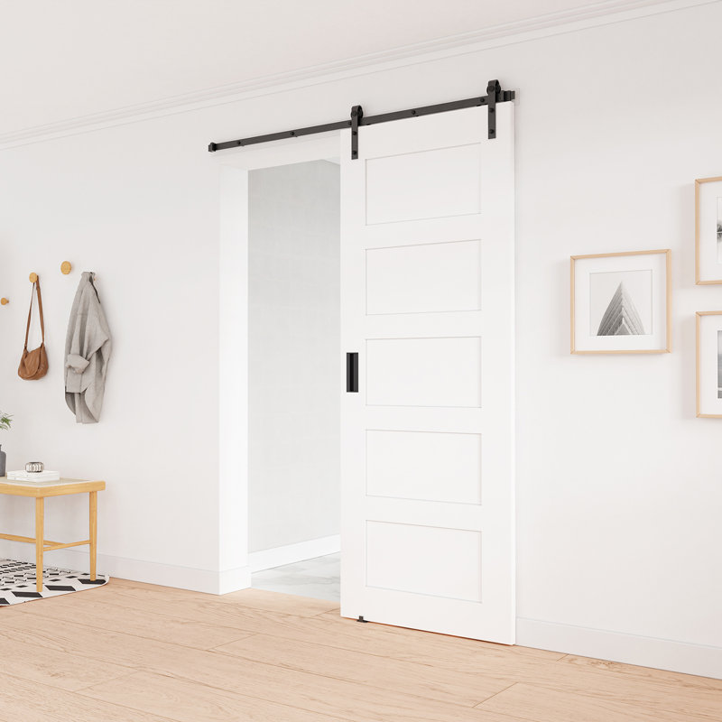 Black Matte Carbon Steel Sliding Barn Door Hardware Kit, 108 in.