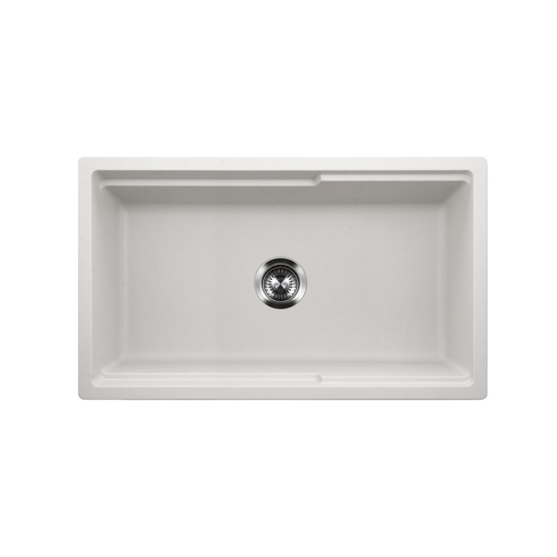 Houzer 33 in  Apron Front Granite Composite Workstation Sink w/ Accessories, White