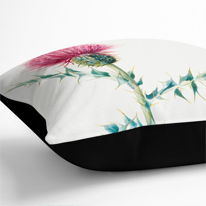 Thistle Scatter Cushion with Filling, 40cm H x 40cm W x 15cm D, Black